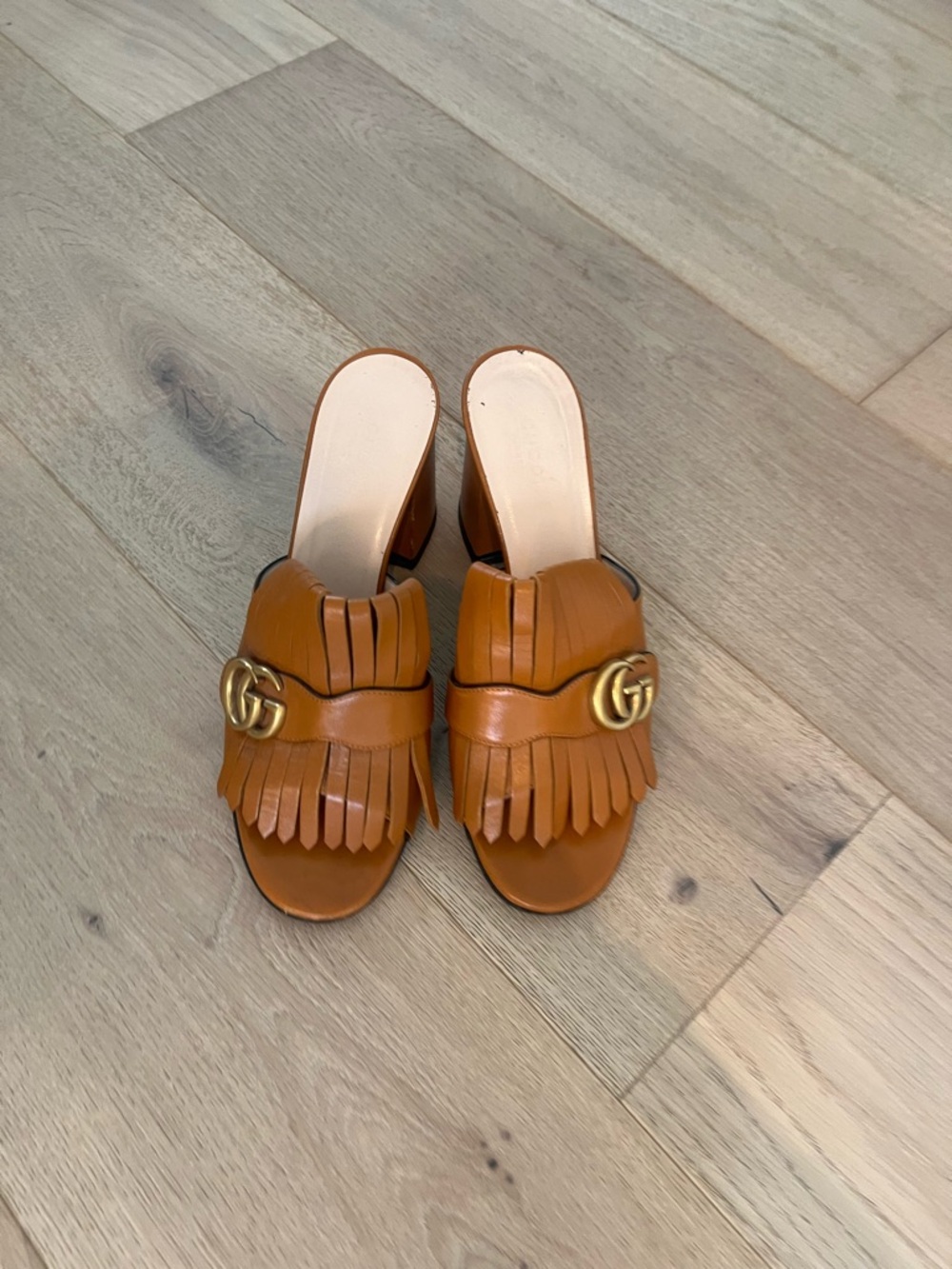 Gucci GG Marmont Fringe Open Toe Mule Sandals EU 40